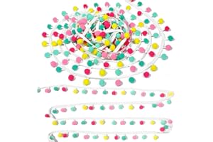 TXIN 10 Yards Pom Pom Ball Fringe Trim Ribbon Border Lace Tassel Trim Sewing for Curtain Clothes Pillow Decoration DIY Craft,A