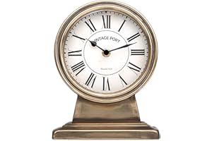 NIKKY HOME Vintage Gold Mantle Clock, Silent Non-Ticking Battery Operated Rustic Table Desk Shelf Clock for Living Room Decor