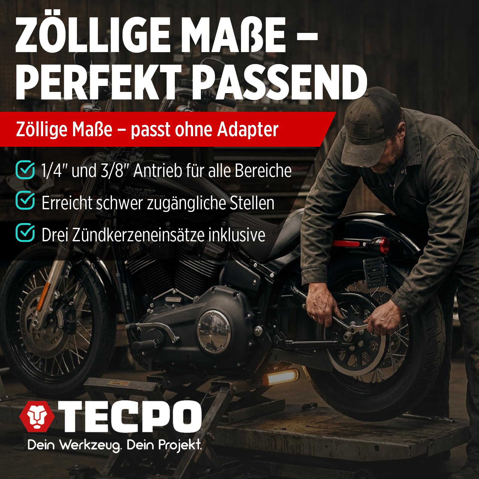 TECPO Zoll Steckschlüssel Satz 92-teilig Werkzeugkoffer mit Ringschlüssel und Maulschlüssel, Ratsche mit Nuss-Set Verlängerung Adapter, Innensechskant-Schlüssel, Ratschenkasten, Zöllig, Knarrenkasten 4