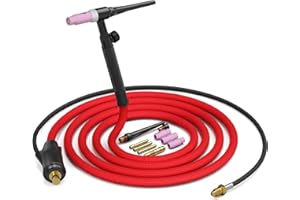 ARCCAPTAIN WP-17FV Argon TIG Welding Gun 2.0, 13FT Red Air Hose and 35-50mm Connector, Lift Tig Torch 150amp with 13FT Cable for ARCCAPTAIN ARC200, MIG200, MIG250, ARC205 Pro and MIG205 Pro