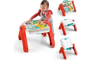 Fisher-Price Baby & Toddler Toy Laugh & Learn 4-in-1 Activity Table & Art Easel with Educational Music for Ages 6+ Months, Multilanguage Version
