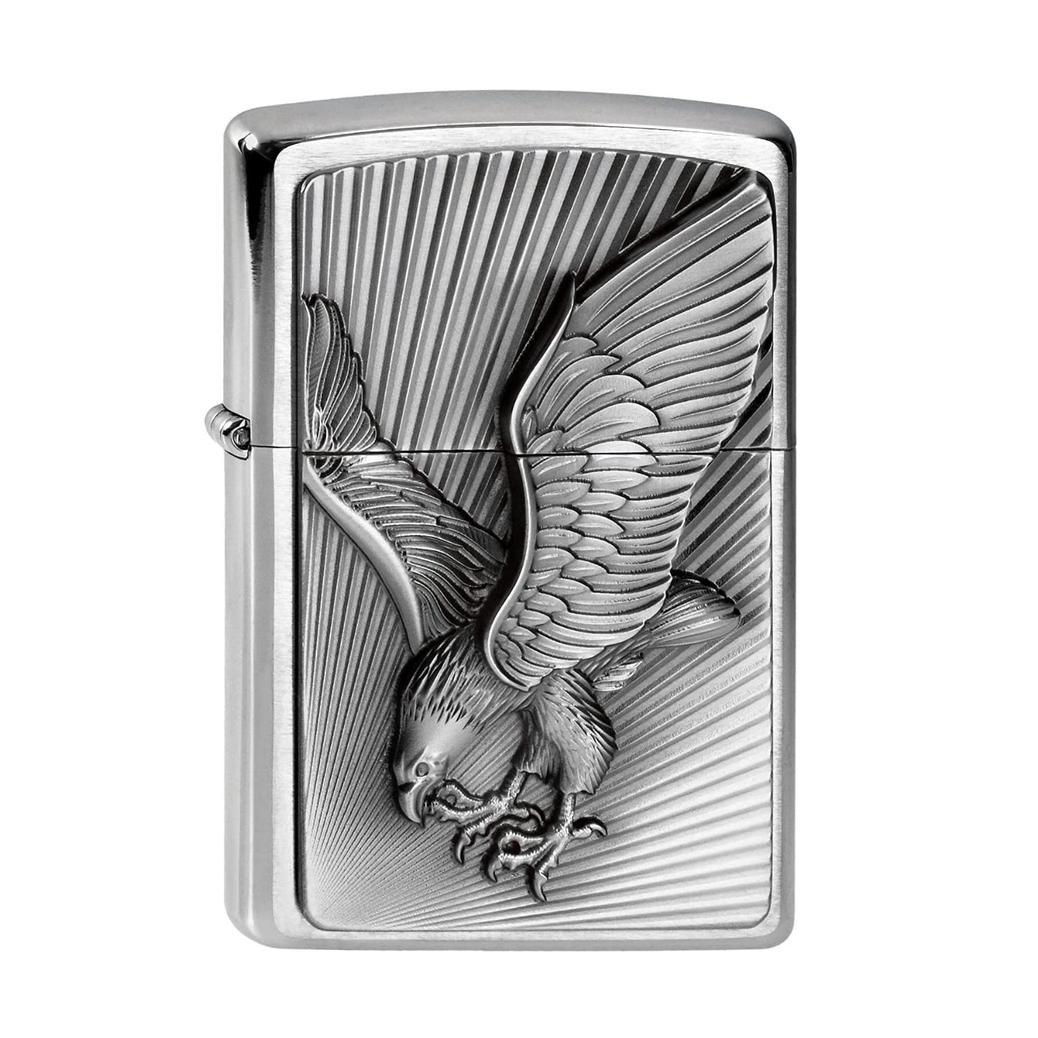 Zippo Windproof Lighter - Eagle - Street Chrome & Emblem - Refillable for Lifetime Use - Adjustable Flame - Gift Box - Metal Construction - Made in USA