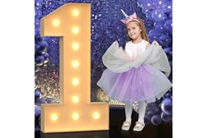 MIXIFOX 4FT Marquee Light Up Numbers, Large Marquee Numbers 1 for 21st 1st Birthday Decorations for Boy Girl, Giant Light Up Numbers for Party Anniversary, Marquee Letters Pre-Cut Mosaic Numbers for Balloons