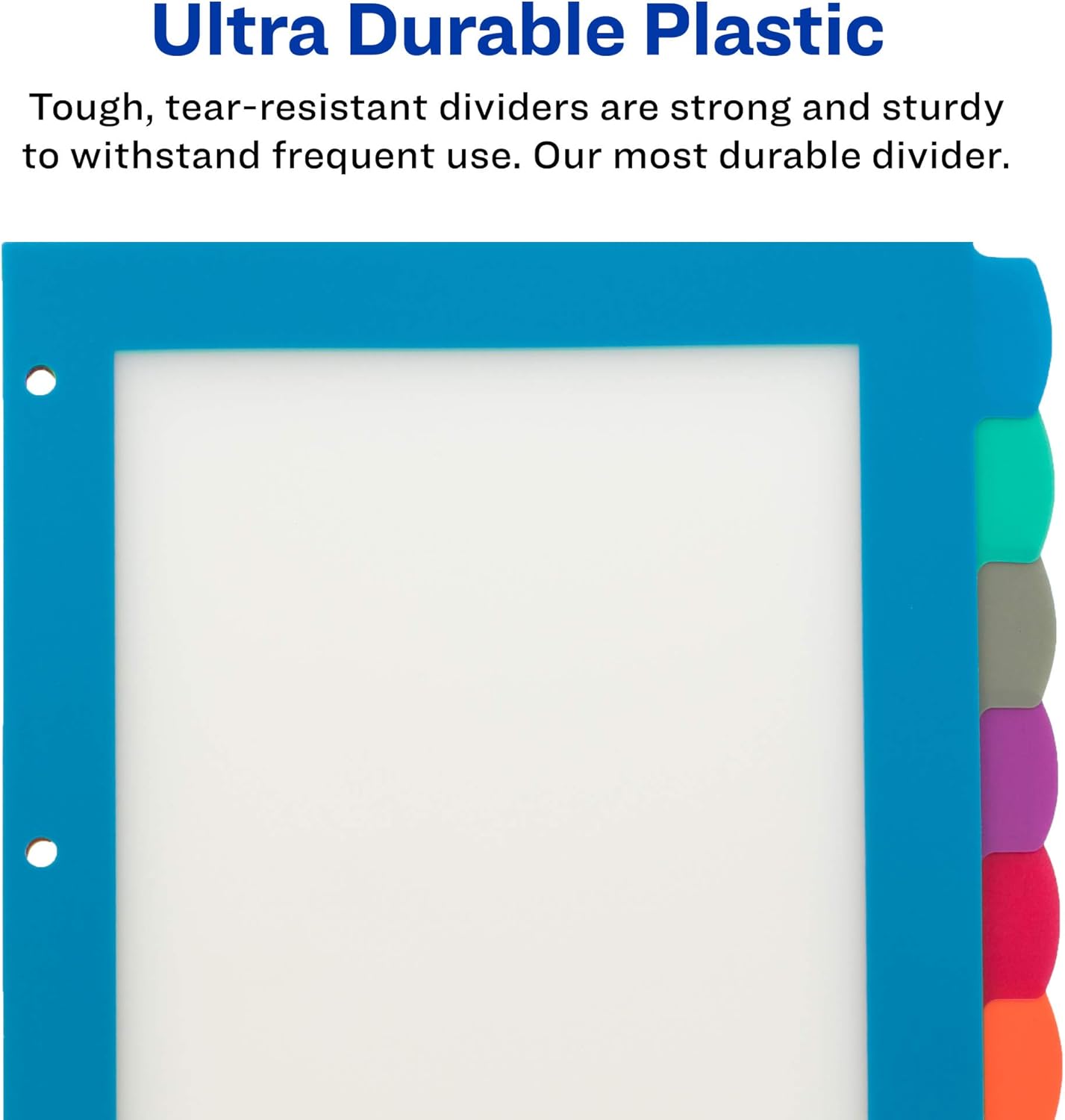 Avery 8-Tab Ultralast Plastic Binder Dividers, Multicolor Big Tabs, 1 Set (24901) : Office Products