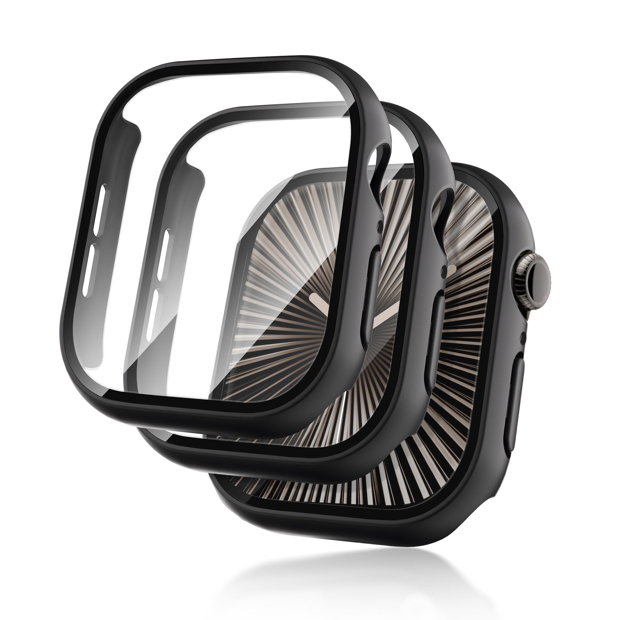 Seltureone 2 Pack Watch Case with Screen Protector Compatible with Apple Watch Series 11/10 46mm, Hard PC [Anti-Scratch][Anti-Dust] 360° All-Round Protective Case for Watch Series 11/10 46mm - Black