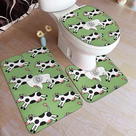 GHWSgGN - Juego de 3 Alfombrillas de baño con diseño de Vaca con