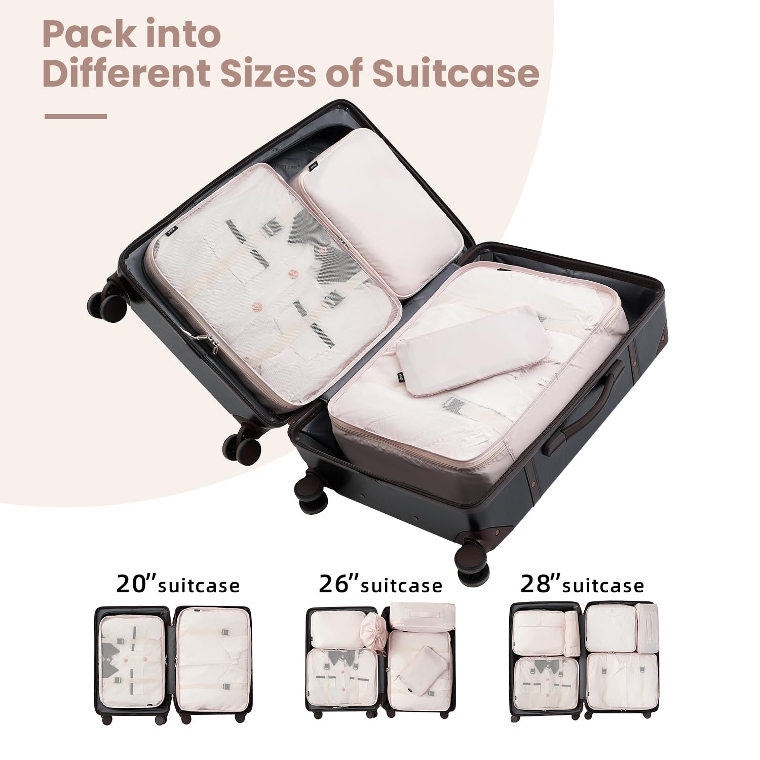 BAGAIL 6 Set/8 Set/10 Set Packing Cubes Various Sizes Packing Organizer for Travel Accessories Luggage Carry On Suitcase