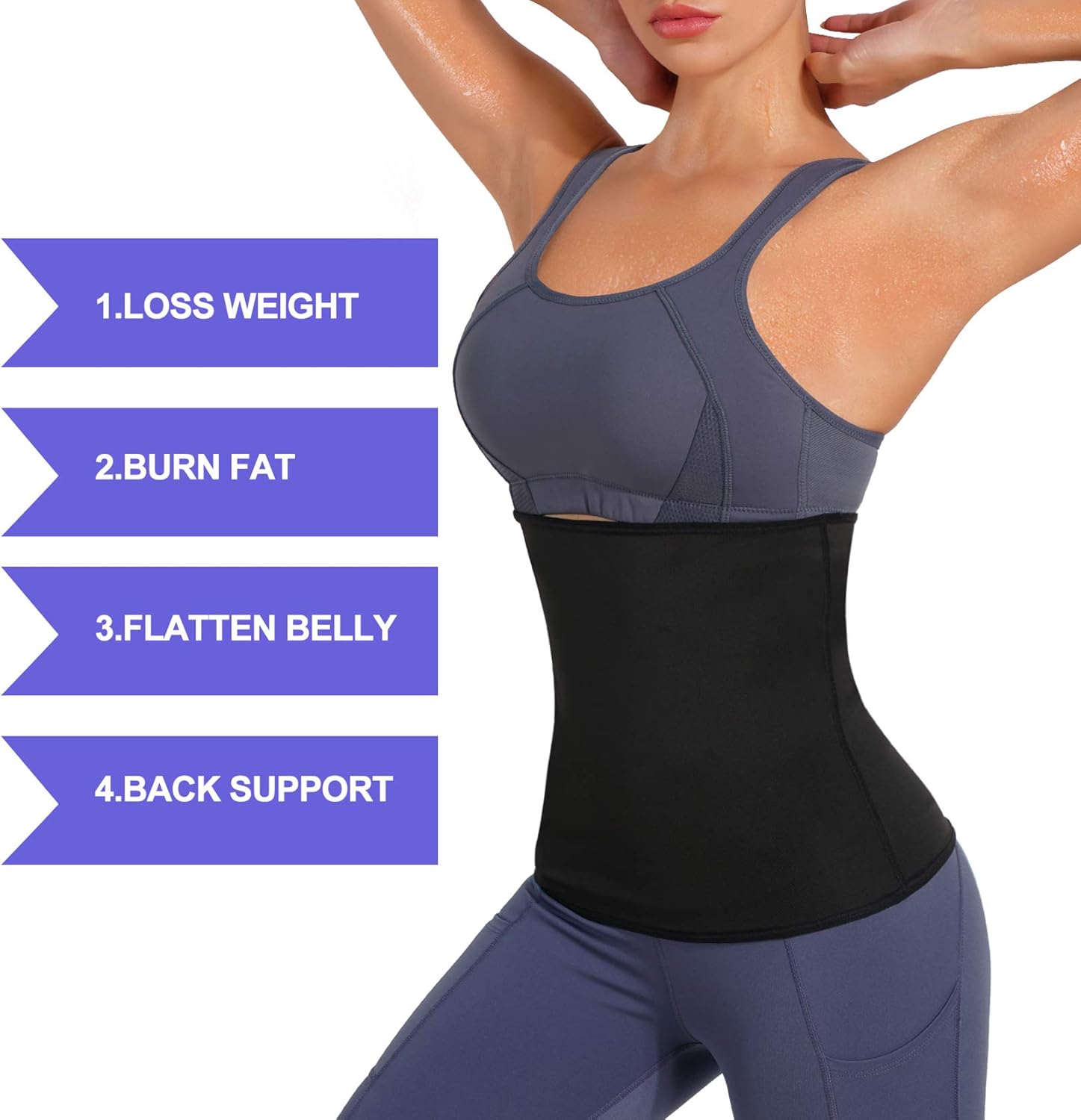LODAY Waist Trimmer for Women Weight Loss,Tummy Trainer Sweat Workout Shaper,Neoprene-Free Slimming Sauna Wrap: Clothing