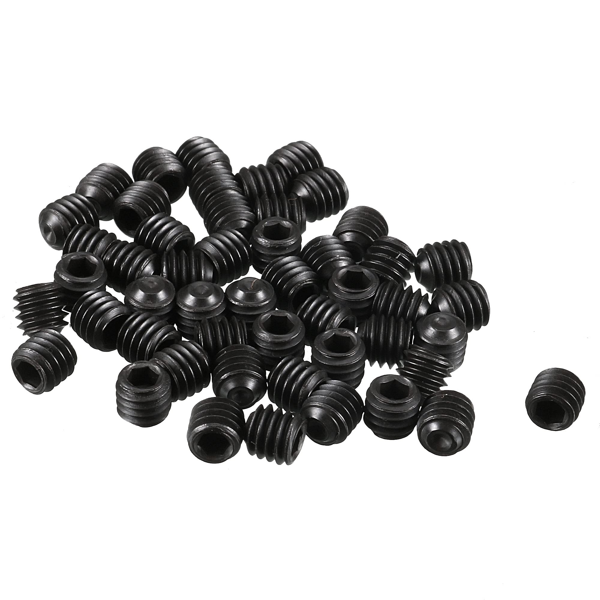 sourcing map 50Pcs Black M4 x 4mm Alloy Steel Hex Socket Set Grub Screws Headless Cup Point — image 1