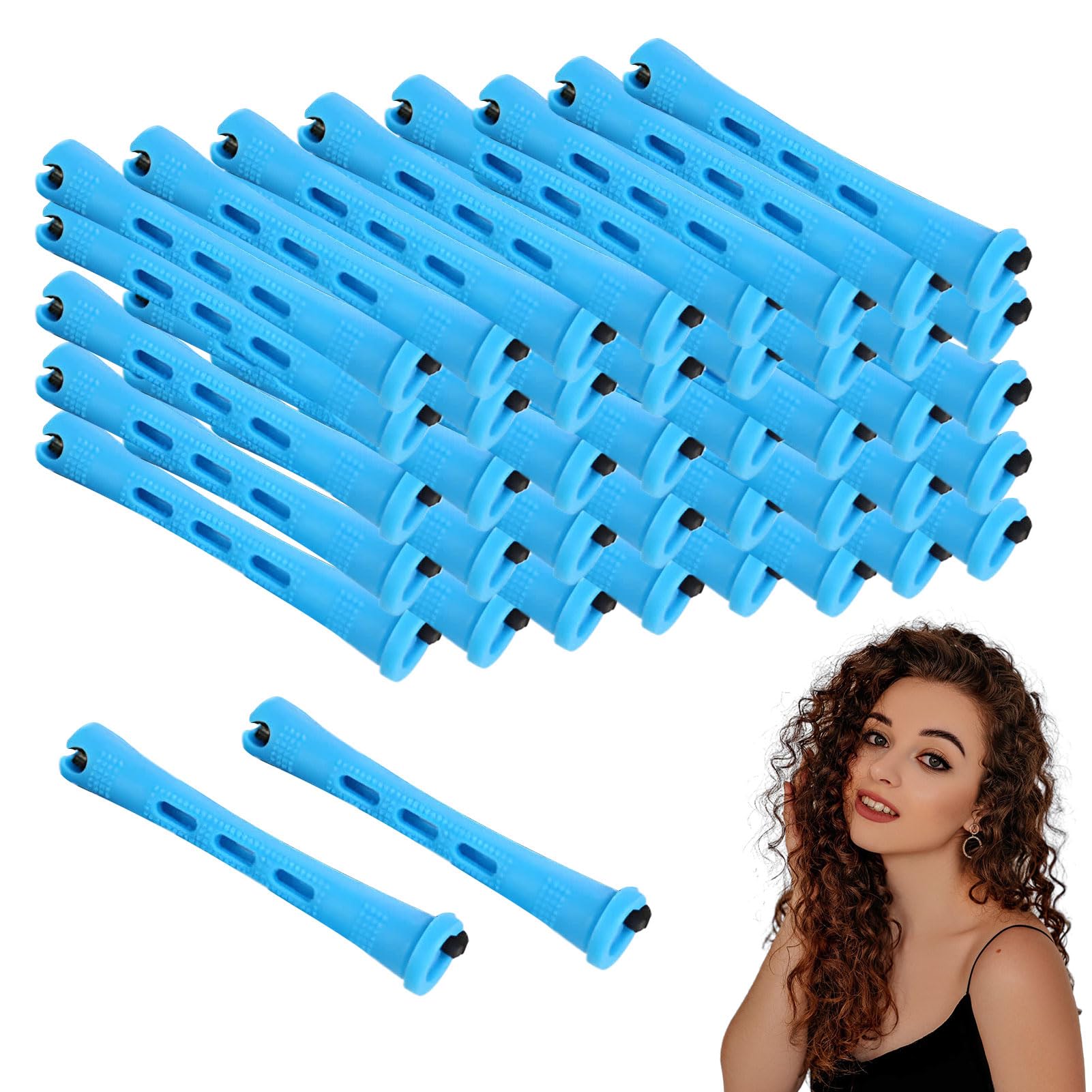 Perm Rods,60Pcs Small Size Perm Curlers,Blue Perming Rods Perm Kit Home Perm Rollers for Women,Perm Rods for Short Hair for Women Men Hairdressing Styling