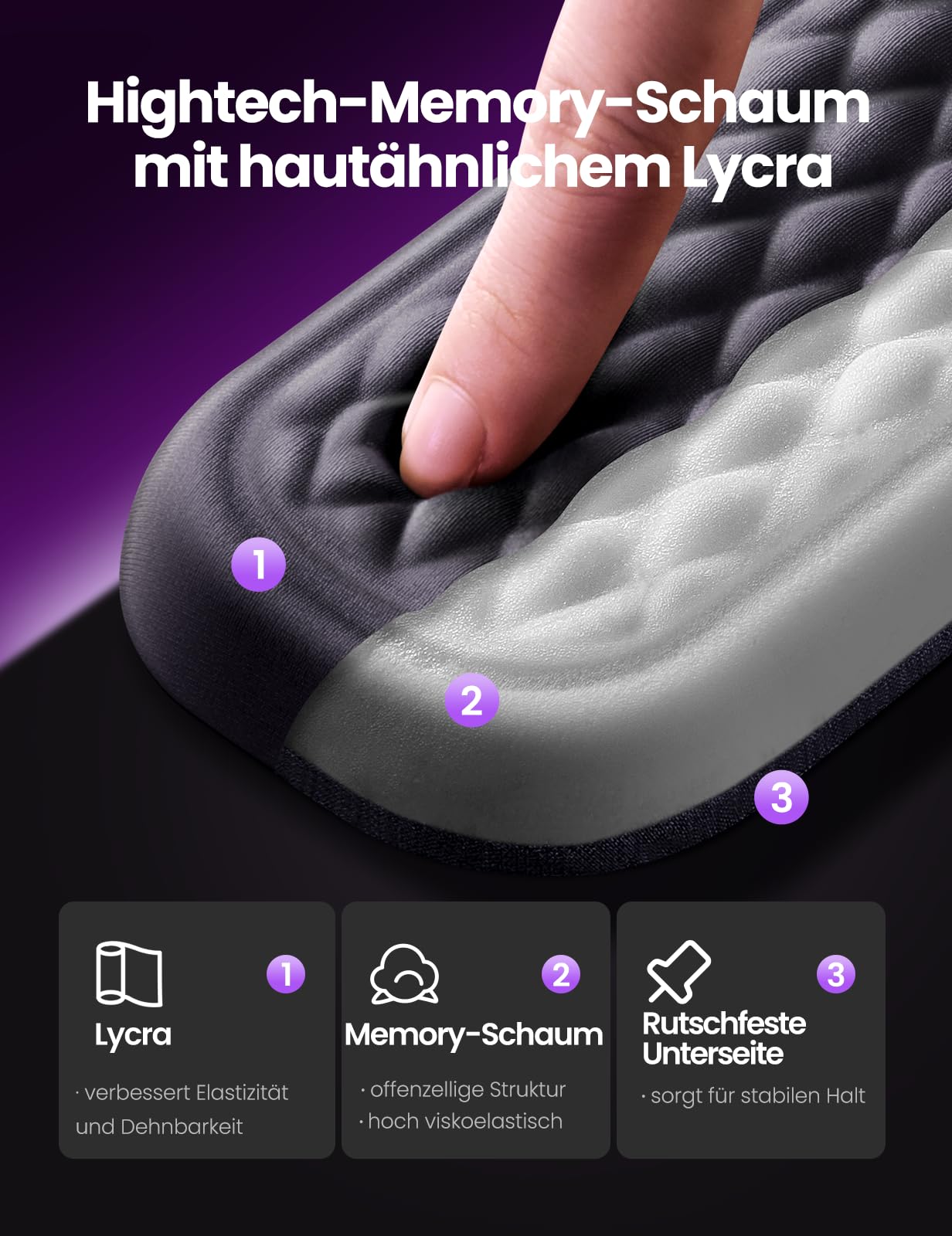 Vaydeer Handballenauflage für Tastatur und Maus, Wrist Rest, Ergonomisches Memory-Foam-Handgelenkstützen-Set für Büro und Spiele - Schwarz. 4