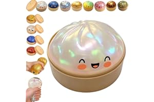 Dumpling Squishy, Giant Glitter Dumpling Squishy Box, Soft Squeeze Decompression Dough for Anxiety Relief Fidget (White)