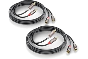 Smithok RCA Cables 2 Pack[Hi-Fi Sound, PVC Jacket, Shielded], 2-Male to 2-Male RCA Audio Stereo Subwoofer Cable Auxiliary Cord for Home Theater,Amplifiers,HDTV,Hi-Fi Systems,Speakers… (3.3Ft/1m)