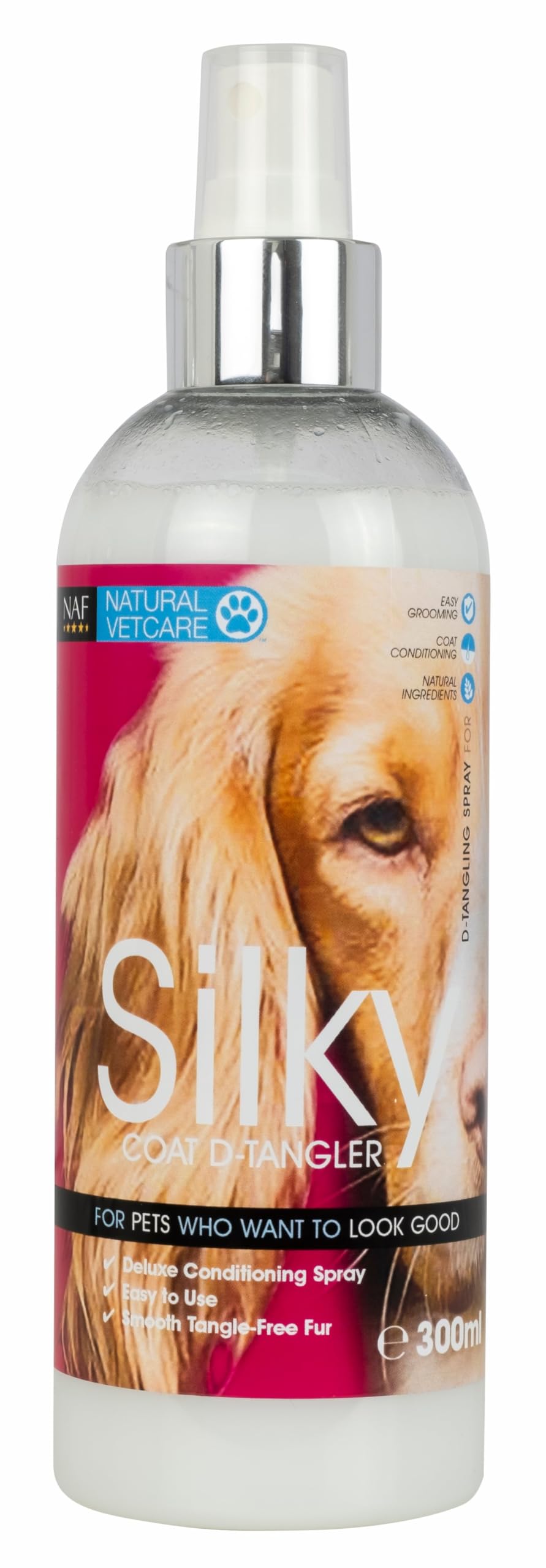 Natural VetCare Silky Detangling & Conditioning Spray for Dogs 300ml - Leave-In Grooming Spray, Softens, Smooths & Conditions Coat - Reduces Knots & Tangles for Easy Brushing