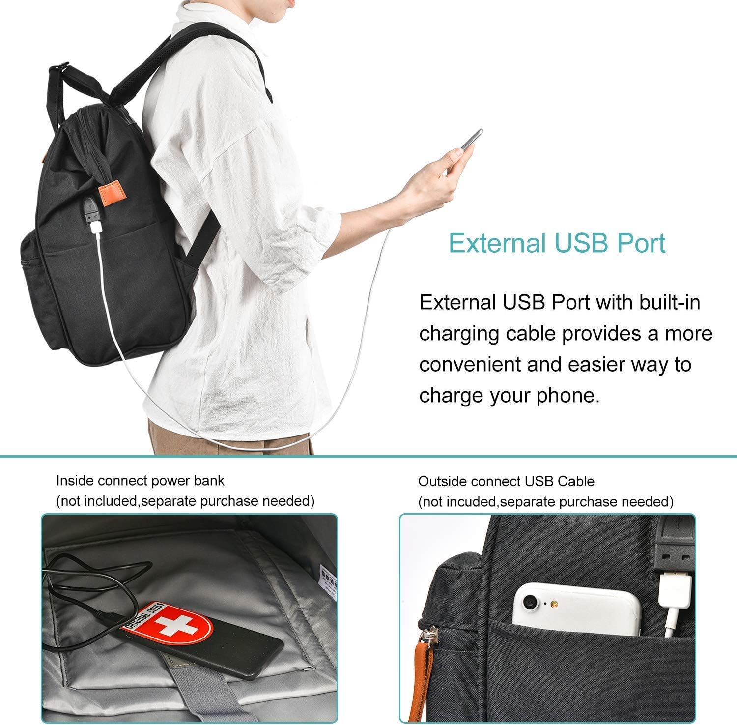 BRINCH Laptop Backpack 17.3 Inch Wide Open Computer Backpack Laptop Bag College Rucksack Water Resistant Business Travel Backpack Multipurpose Casual Daypack with USB Charging Port for Women Men,Black: Computers & Accessories