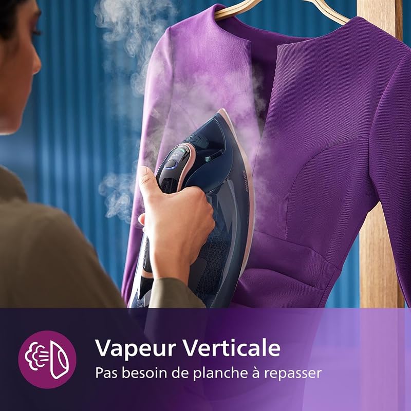 fer à repasser 8000, fer à vapeur 3000W, réservoir 350 ml, Bleu — photo 7 sur 7
