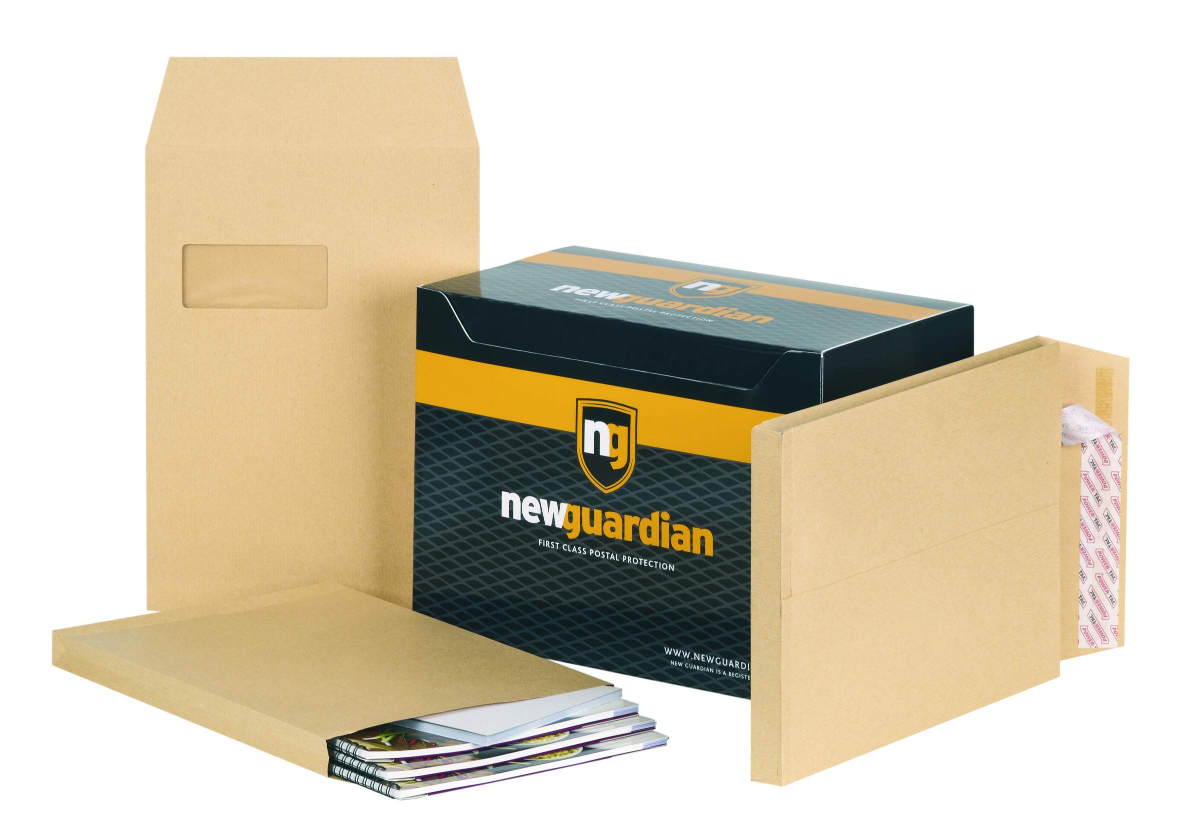 New Guardian Envelopes Heavyweight Peel and Seal with Window Gusset 25mm 130gsm Manilla C4 (Pack 100)