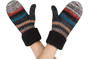 Women Knitted Mittens Girl Cashmere Stripe Gloves Winter Mitten Full Finger Hand Warmer Handwear Outdoor Xmas Mitts