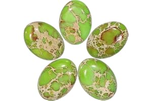 TUMBEELLUWA Sea Sediment Jasper Oval Stone Cabochons Flatback Semi-precious CAB for Jewelry Making Pack of 5