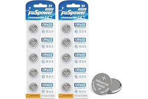 Fuspower CR1632 Battery CR1632 Lithium Batteries 3V for Car Key Fob Alarm Sensors Fan Remote 10 Count (Pack of 1)
