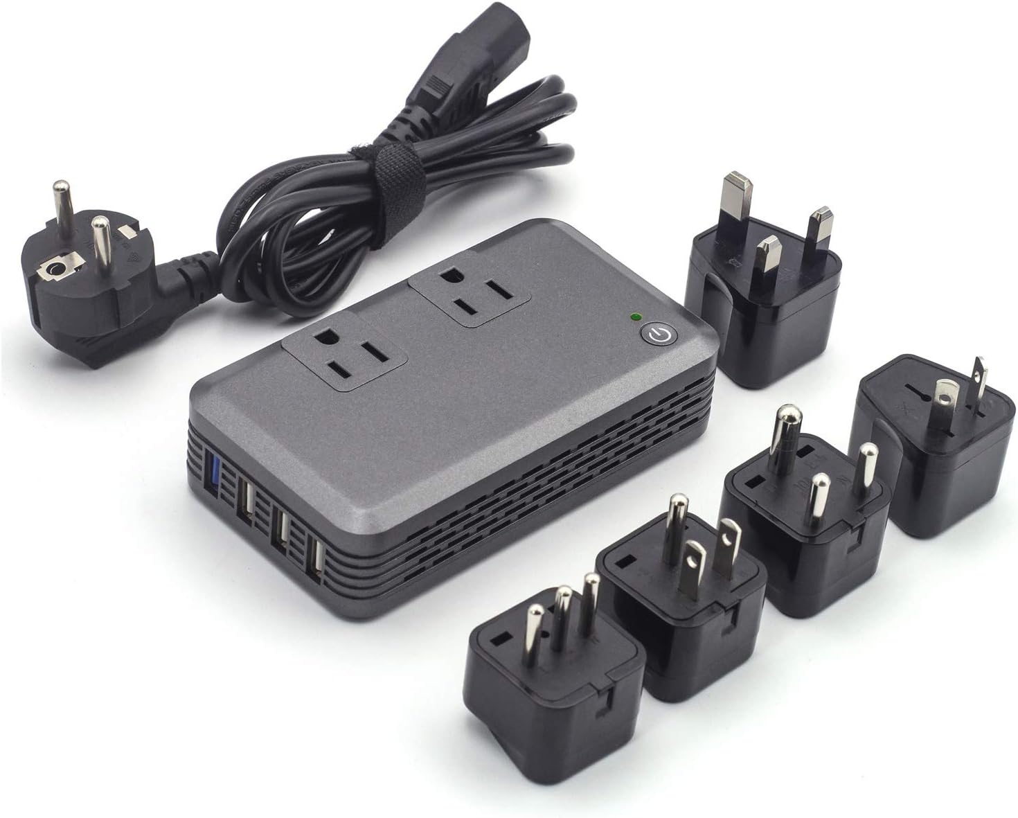 Power Converter Adapter Combo for International Travel, 2000-Watt Step Down 220V to 110V Voltage Converter for Hair Dryer [Use for US Appliance Overseas]