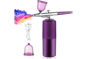 LIARTY Portable Airbrush Kit Machine with Compressor, 32PSI High Pressure Rechargeable Handheld Airbrush, Professional Cordless Airbrush for Nail Art, Makeup, Cake Decor, Painting (Purple)