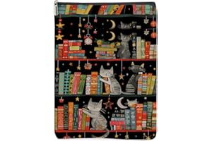 CSHVJ Cat Book Sleeve Book Lovers Gifts Cat Gifts Book Cover Book Protector with Zipper and Front Pocket Book Pouch Book Accessories Bookish Gifts Cat Lover Gifts for Women Cat Mom Readers Friends