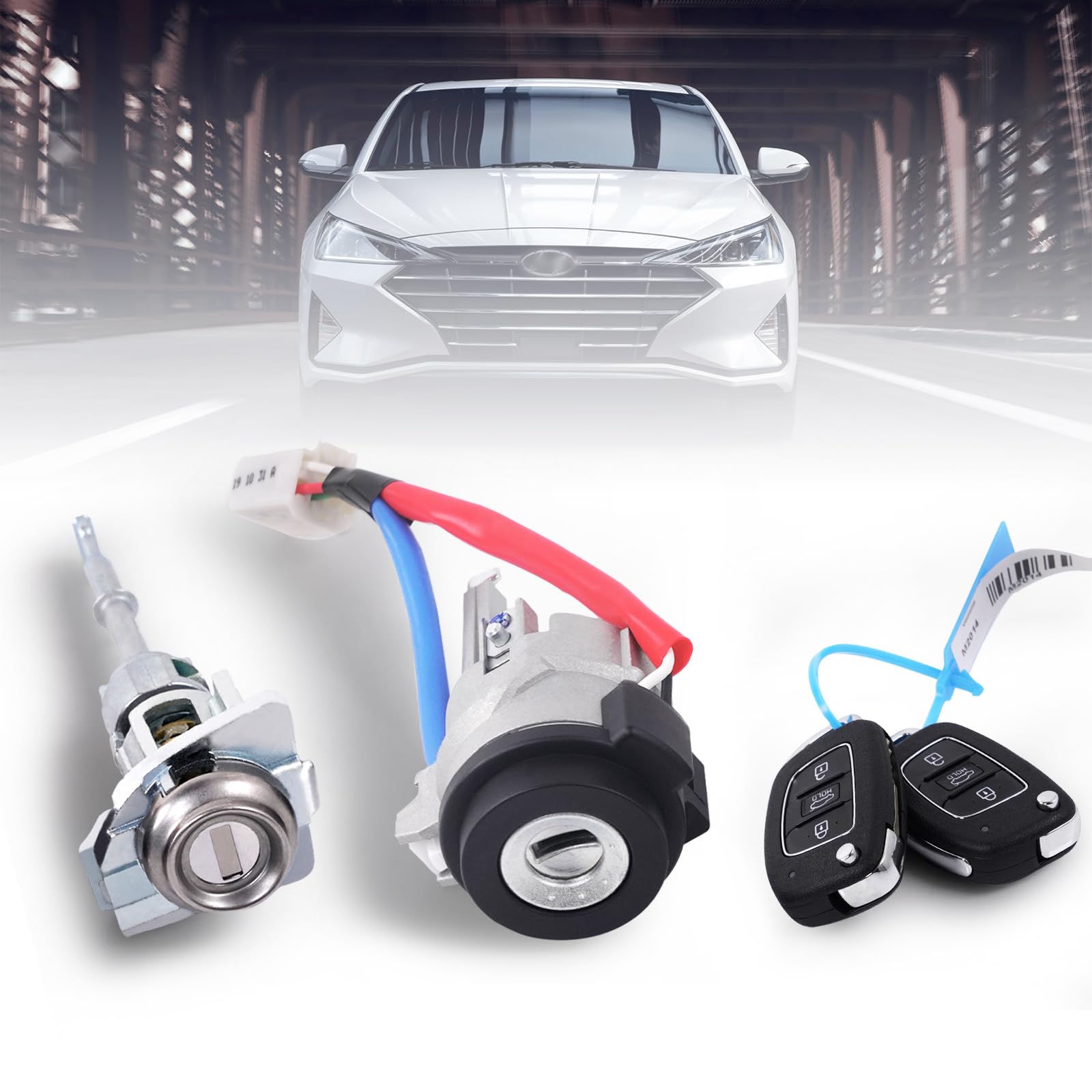 Photo 1 of Dilomber Door Lock Cylinder Key Ignition Switch Assembly Fit for Hyundai Elantra 2015-2020#Replace 81905-F0500 Ignition Switch Door Lock Cylinder with 2 Keys