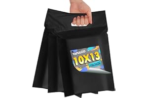 Vapulcio Poly Mailers 10x13 inch 100 Pcs, Black Mailing Envelopes with Handle, Easy to Carry and Self Adhesive Shipping Bags for Clothing, Upgrade Design Tamper Proof Mailers Poly Bags