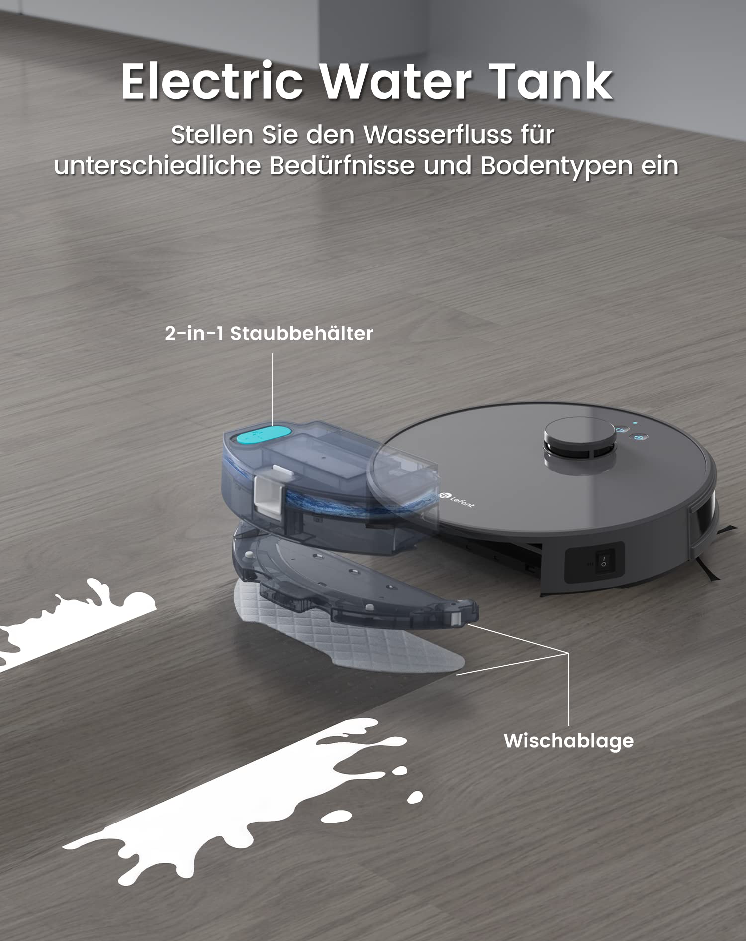 LEFANT Staubsauger Roboter, Saugroboter mit No-Go-Zonen 5500Pa Saugleistung 200min Laufzeit, Mehrstufiges Mapping, Saug und Wischroboter für Tierhaare, Teppiche und Hartböden 6