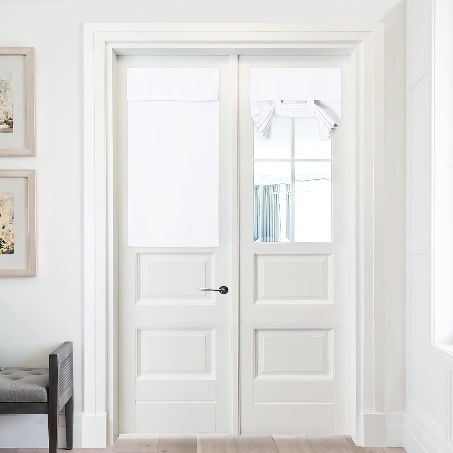 Outdoor Curtains - PONY DANCE Door Curtains for Door Window, French Door Curtains for Privacy, Easy Installed Tricia Door Panels, Front Door Sidelight Curtain Tie up Shade, 26W x 40L Inch, Pure White, 1 Panel