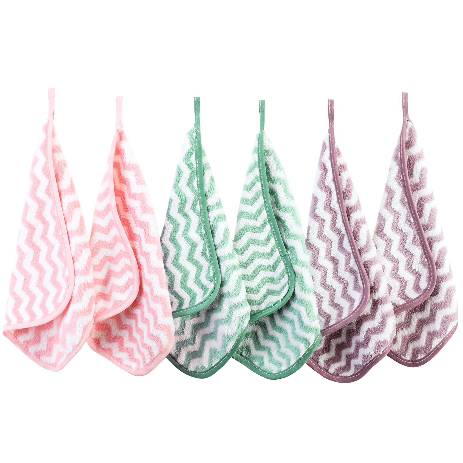 PHOGARY Flannel Face Cloth Pack 6, Reusable Microfibre Face Cloth, Makeup Remover Cloth Cleansing Cloths for Face, Microfibre Soft Facecloths Flannels Cleanser Towel - Washable (8 x 8in, Stripe) — image 1