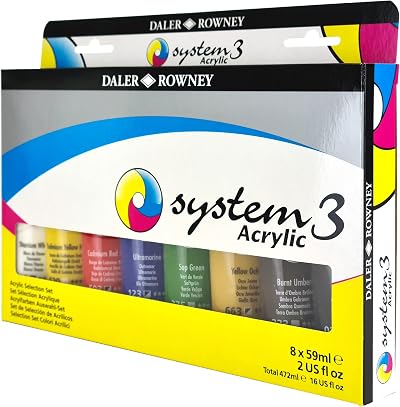 Daler-Rowney System3 8x59ml Acrylic Paint Set Multi-Surface Colours