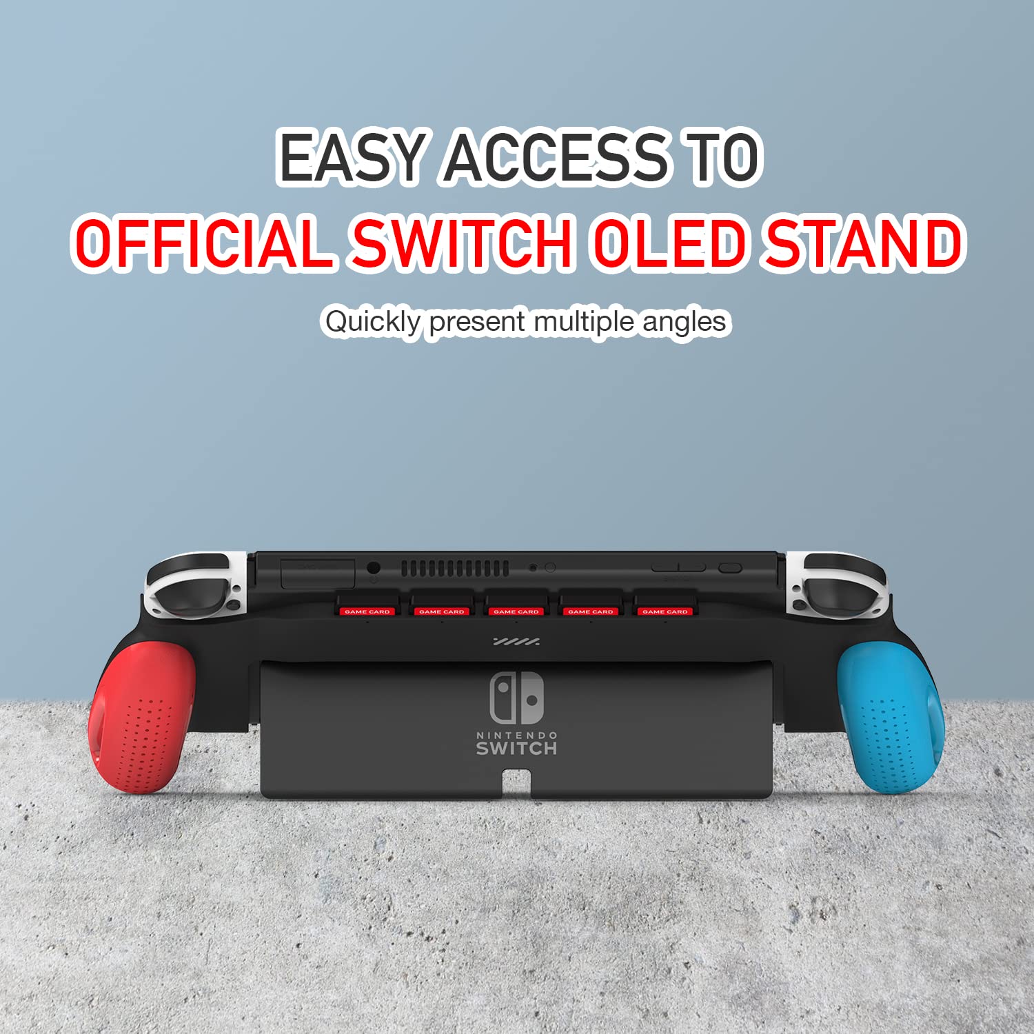 MEQI Grip-Schutzhülle kompatibel mit Nintendo Switch OLED-Modell, einzigartiges verbessertes Design mit 5 Spielschlitzen, bequemes und ergonomisches Griffschalter-Zubehör 4