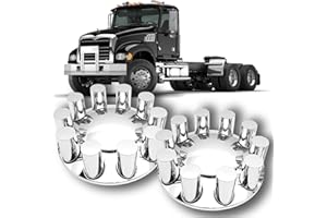 YUANJUFITT Semi Truck 33mm Lug Nut Covers 2 Pack - Chrome Cylinder Axle Cover Set for Rear Front Wheel - Removable Hub Caps Screw-on Accessories