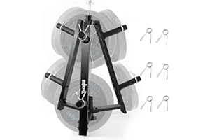 Yes4All 6 Pegs & 4 Barbell Storage Racks Load Up to 1190 LBS - Wall Mounted Weight Plate Tree & Barbell Holder
