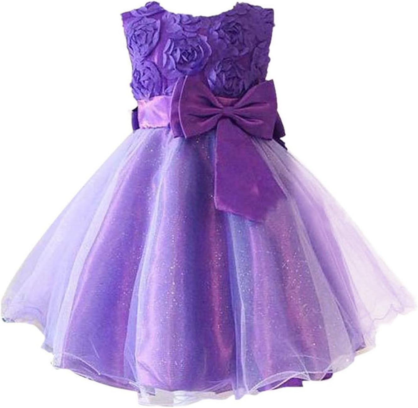 MQA Summer Children Baby Girls 3d Rose Flower Bridesmaid Ball Gown Party Tutu Dress