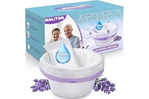 Maliton 120 Commode Liners with Absorbent Pads, Portable Toilet Bags for Bedside Commode Toilet, Lavender Scent Leakproof Bags Fit Most Commode Chairs and Potties (120 Potty Bags+120 Potty Liners)