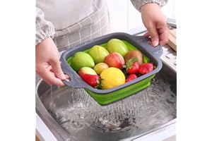 Collapsible Colanders with Handles with Extendable Folding Kitchen Vegetable Basket Handles Perfect for Draining Pasta Vegeta
