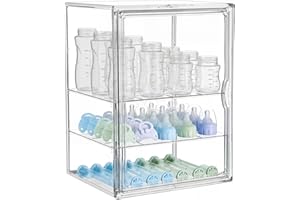 Heliospark Baby Bottle Organizer for Countertop, X-Large Clear Bottle Storage Organizer, Baby Bottle Storage Organizer for Bo