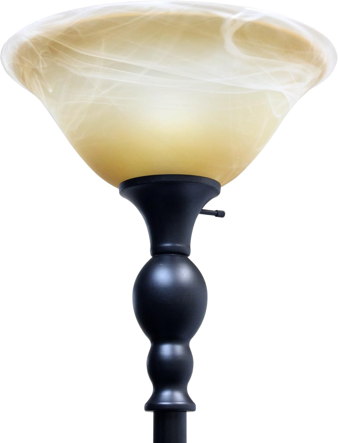 Elegant Designs LF2001-RBZ 1 Light Torchiere Marbelized Glass Shade Floor Lamp, Restoration Bronze/Amber - - 
