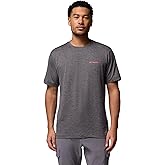 Columbia Mens Kwick Hike Back Graphic Short Sleeve Tee, Black Heather/Linescape, Medium