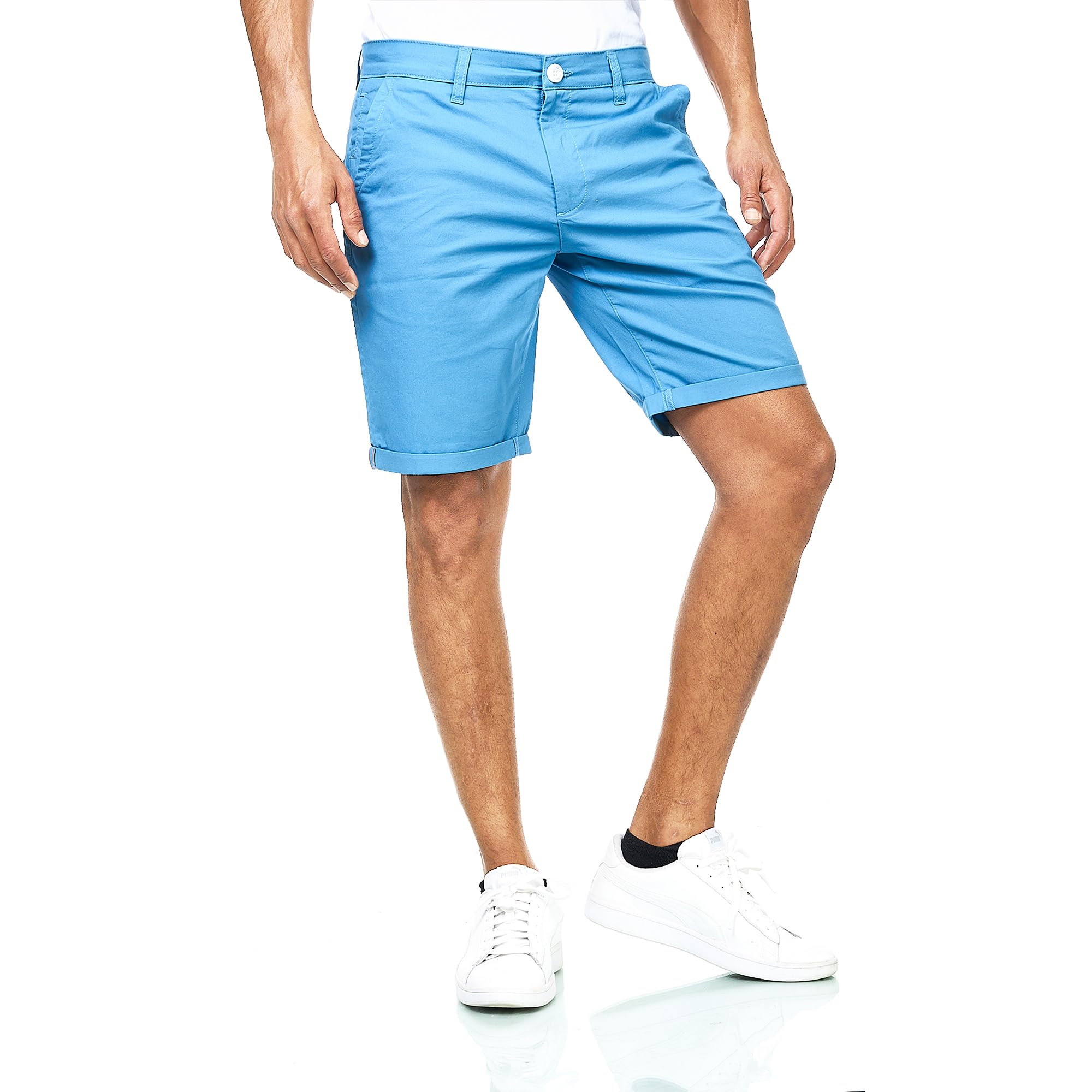 Smith & Solo Kurze Hosen Herren - Chino Shorts Kurz Baumwolle, Bermuda Hose Sommer, Laufshorts Männer Sport Trainingshose (Blau, 30) 2