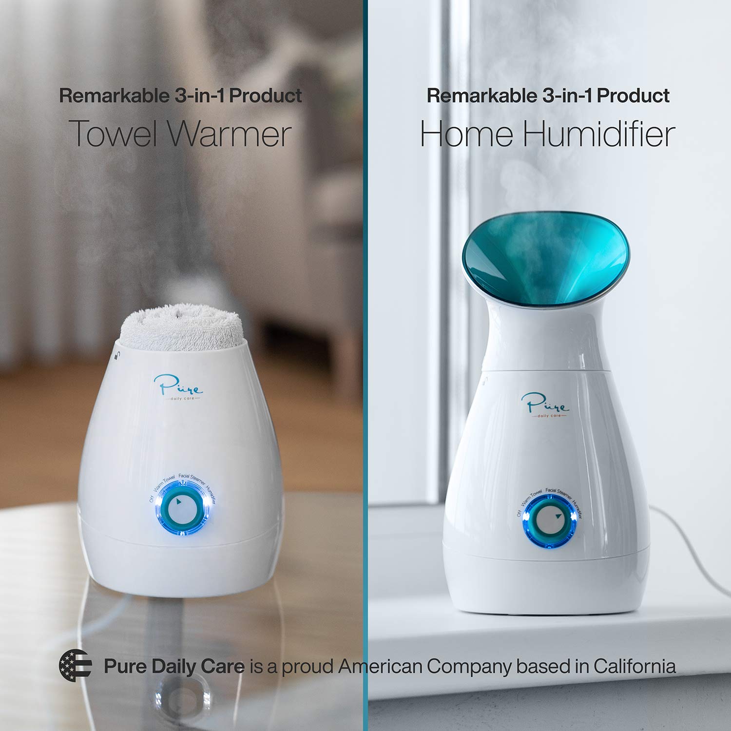 NanoSteamer Large 3-in-1 Nano Ionic Facial Steamer with Precise Temp Control - 30 Min Steam Time - Humidifier - Unclogs Pores - Blackheads - Spa Quality - Bonus 5 Piece Stainless Steel Skin Kit: Beauty
