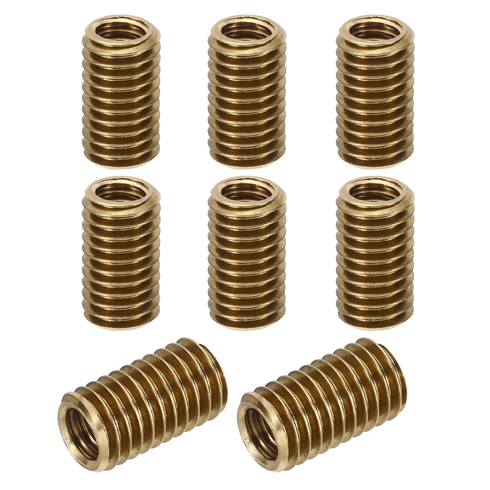 PATIKIL M8xM6x14mm Brass Threaded Repair Insert Nut, 8 Pcs Male to Female Thread Sleeve Inserts Reducing Nut Adapter Reducer Screw Sleeves, Gold Tone — image 1