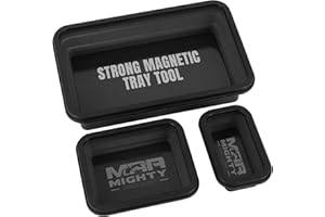 Mighty Red Ant Collapsible Magnetic Tray Set of 3 Sizes – Foldable Silicone Tool Tray Organizer for Screws, Bolts, Nuts, Washers, Pins, & Small Metal Parts with Durable Magnetic Base (Black)
