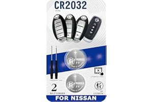 UUAM Key Fob Battery Replacement for Nissan (Rogue Altima Sentra Versa Pathfinder Murano Maxima Kicks Titan Frontier Armada Leaf Juke Quest 370Z GT-R) Smart Batteries for Car Remote Key CR2032 2 Pack