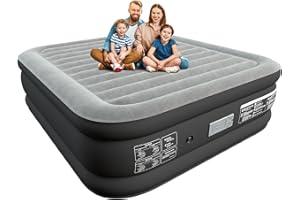 Xsleep 20" Queen Air Mattress with Built in Pump Upgraded Auto Stop Electric Air Pump Raised Luxurious Comfort 80"*60"*20"Queen Blow Up Mattress for Home and Guests 3 Mins Inflate/Deflate 660 lbs Max