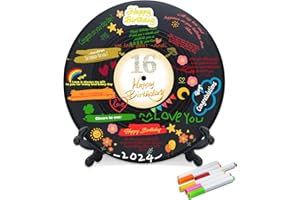 PWVSAYJCJ Vinyl Record Sweet 16 Birthday Decorations 11.6"X11.6", 16th birthday decorations Party Favor Sign Poster, 16th Birthday Guest Book Alternative, Great Sweet 16 Gifts for Girls or Boys (16 Years Old)
