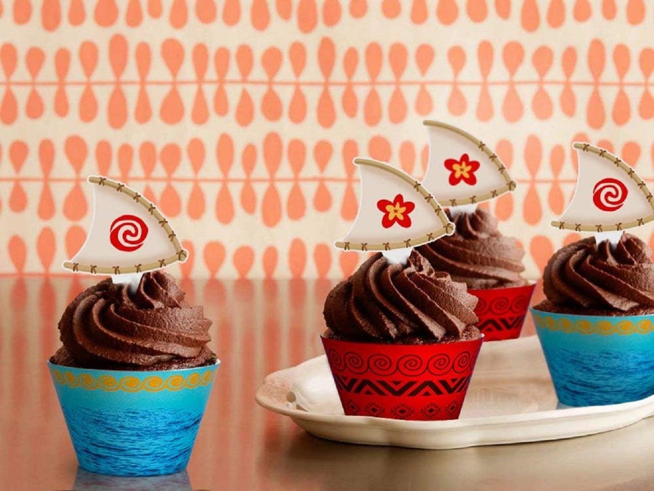 JeVenis Glittery Moana Inspired Cupcake Toppers Moana Cake Toppers Hawaiian Birthday Party Decoration for Tropical Luau Summer Party Baby Shower Wedding - Image 4